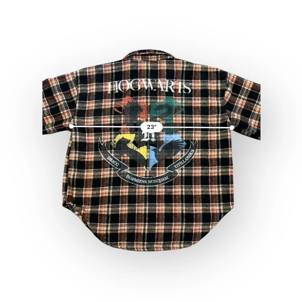 HARRY POTTER Womens HOGWARTS Flannel Plaid Pocket Shirt Jacket Wool Blend Sz M - Picture 6 of 12